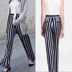 EUC Ann Taylor Navy & Grey Striped Wide leg Pants